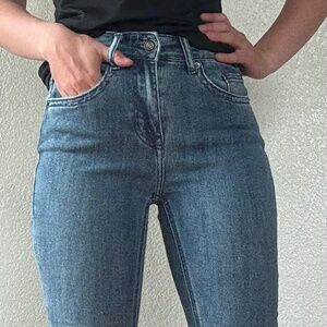 Rock&Roll High Rise Medium Wash Glitter Flare 25x34